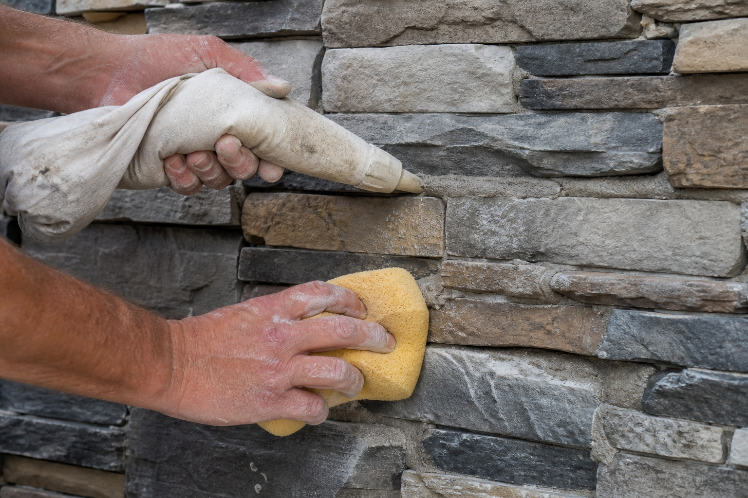 Grouting stone joints